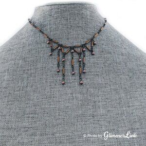 NWT Brown & Copper Tone Fringe Necklace Earrings